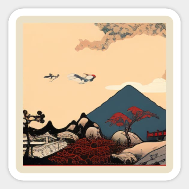 JAPANESE WOODBLOCK Sticker by SHAKIR GAUTAMA 